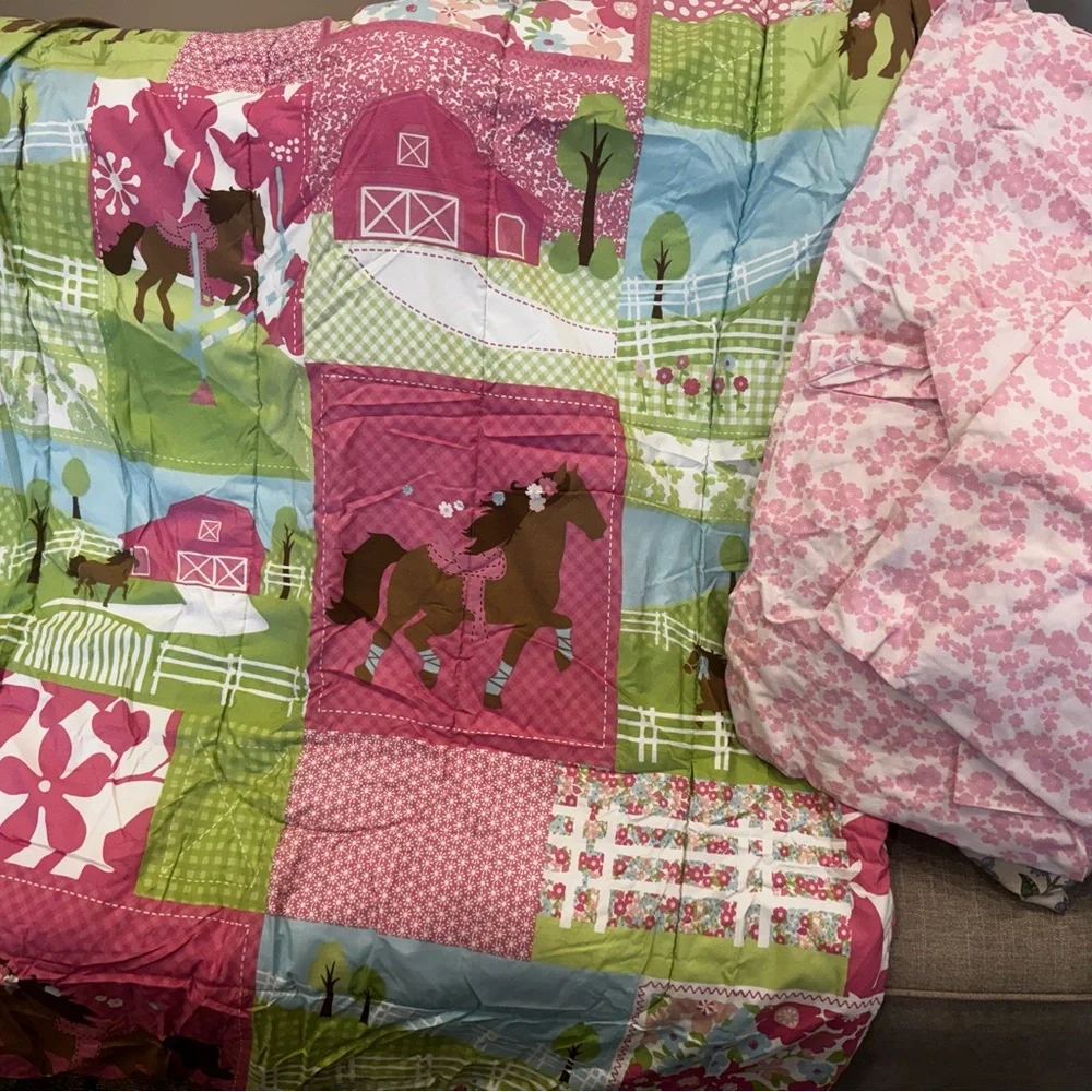 Girls toddler/crib sheet and Comforter set Charming Farmhouse Design